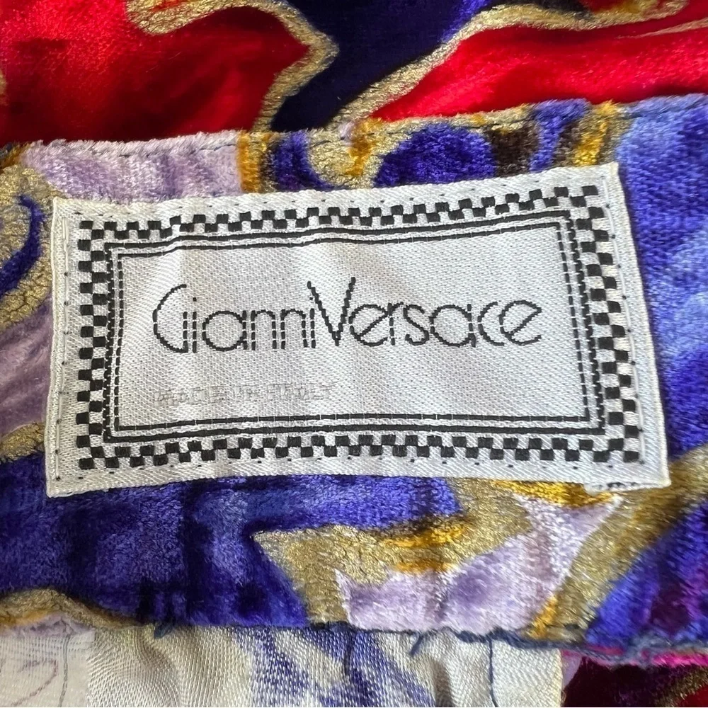 VTG Gianni Versace Jeweled Hearts Silk Velvet Baroque Pleated Pant Vibrant Italy - Picture 15 of 17